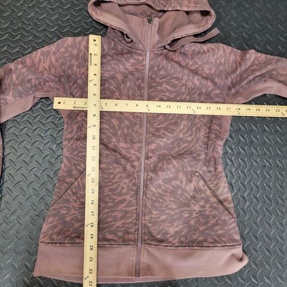 Athleta Triumph Full Zip Athletic Hoodie Sweatshirt Smoked Brown Print SZ Small - Picture 7 of 12